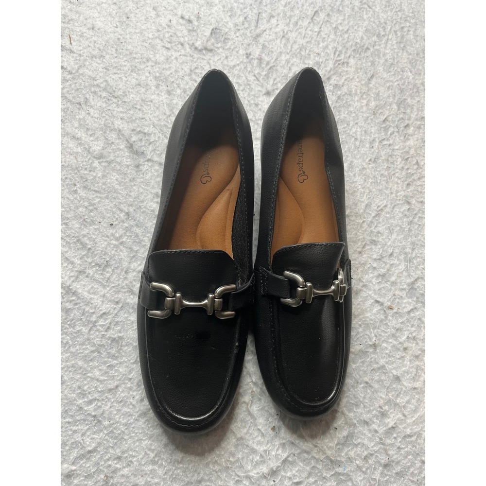 Baretraps CADDIE‎ Black Loafer Shoes Women's Size 8M Moc Toe Buckle Comfort